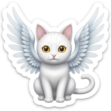 white cat with wings sticker