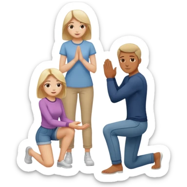 Girl on knees in front of standing man sticker