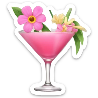 Pink Cocktail with flowers  sticker