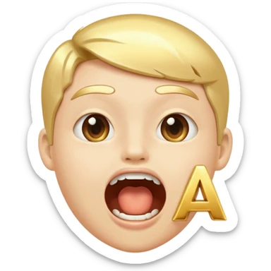 open mouth with letters A Б В coming out sticker