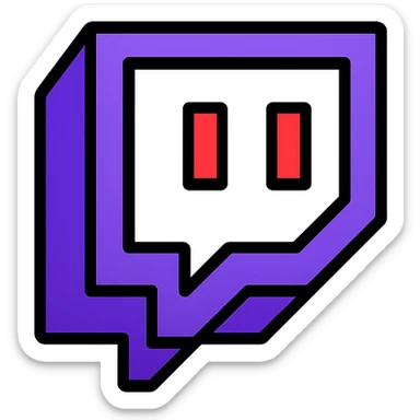Twitch platform logo emoji, playful and vibrant style sticker