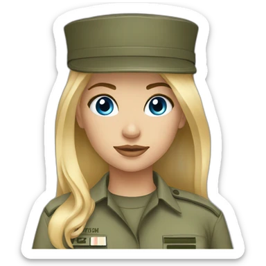 army girl blue eyes blonde hair sticker