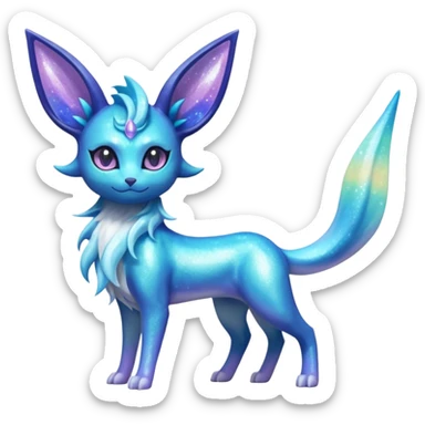 Shiny Iridescent Sparkly Nebulae Espeon-Lumineon-Vaporeon-Amaura-Glaceon-Dragonair-Fakémon-hybrid-creature (full body)  sticker