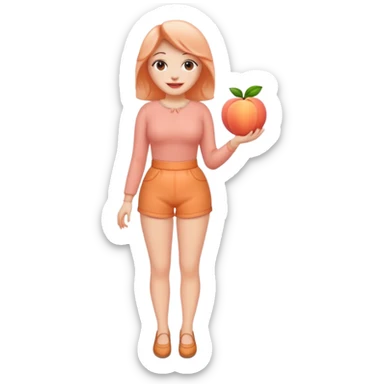 Excited pursed lip full body emoji with peach instead of waist sticker