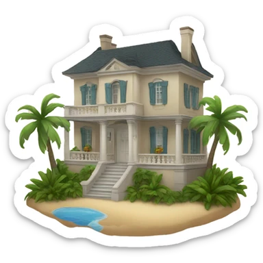 A mansion on a tropical island   sticker