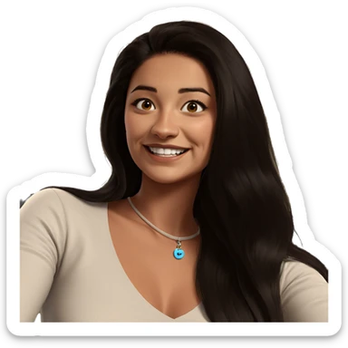 smiling girl with long hair sticker