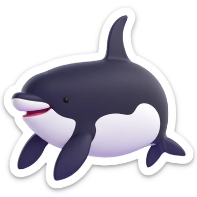 Remove the white triangles and any extra fins from the orca, keeping the 3D emoji style and the rest of the design unchanged. sticker