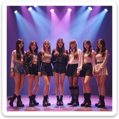 Blackpink K-pop group, realistic, vibrant stage, expressive faces, fashionable outfits sticker