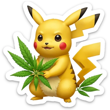 Pikachu and weed sticker