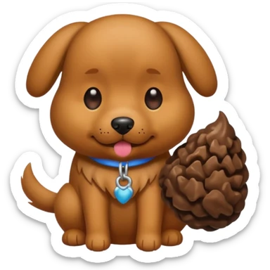 Dog holding poop sticker