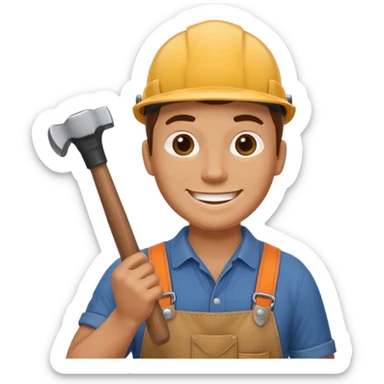 a handyman holding a hammer sticker