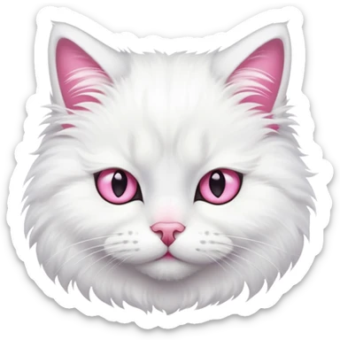 A white fluffy cat with a pink nose rolled her eyes sarcastically sticker