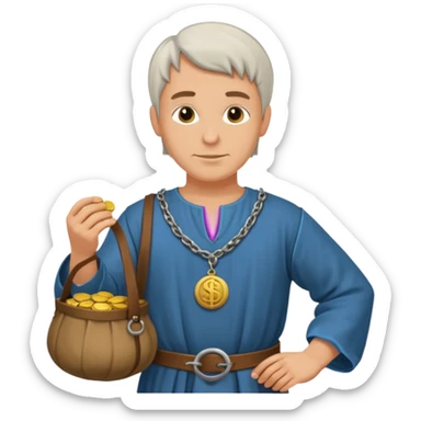 a white merchant in medieval time  sticker