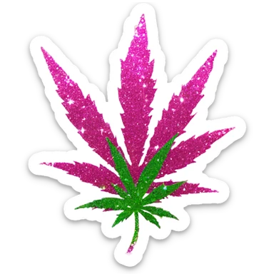 pink marijuana leaf with sparkles  sticker