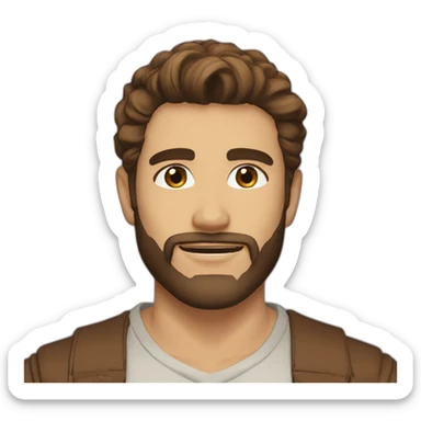 Santino Cimino long brown hair stubble beard sticker