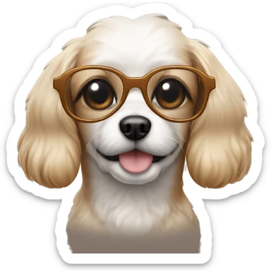small cute dog wearing 70s glasses sticker