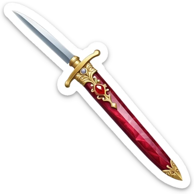 An ornate knife with a blade made of ruby sticker