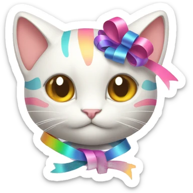 Shiny colorful Mew with ribbons sticker