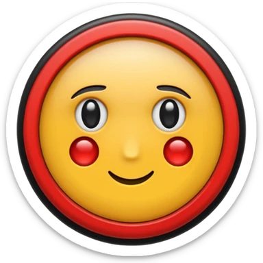 Rectangular shape with half black on the top half red on the bottom tiny yellow circle in the middle sticker