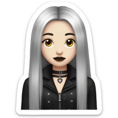 Goth girl long hair middle part sticker
