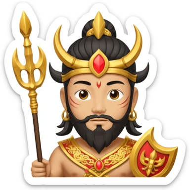 chinese god with Poseidon trident sticker