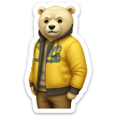 Oso pardo con sueter Amarillo  sticker