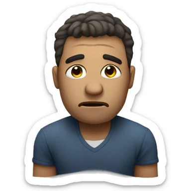 sad man who hold an signed contract in his arms sticker