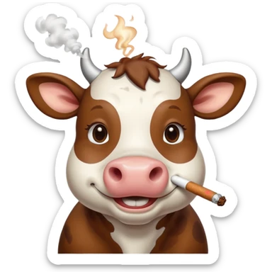 cute cow smoke weed sticker