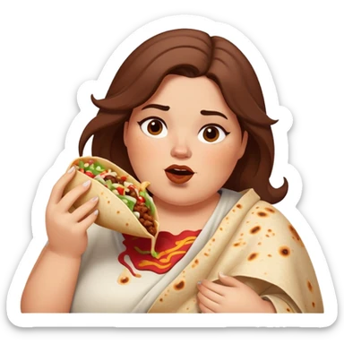 Fat lady eating chipotle  sticker