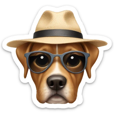 Dog wearing hat and sunglasses sticker