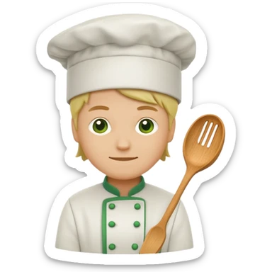 Small icon emoji of cook recipe, minimum details, green #36a767 main color sticker