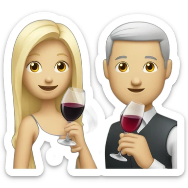 blonde girl and grey man drinking wine sticker