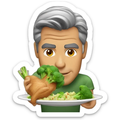 george clooney eating chicken and broccoli sticker