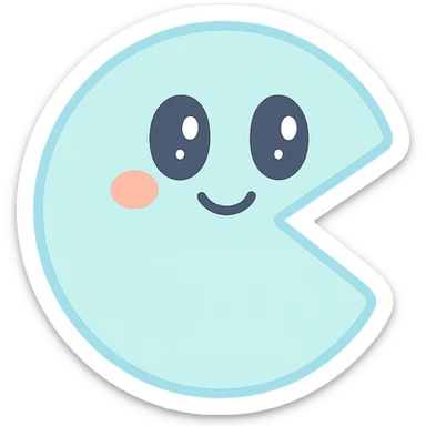 Pac-Man character, cute face, blushing cheeks sticker