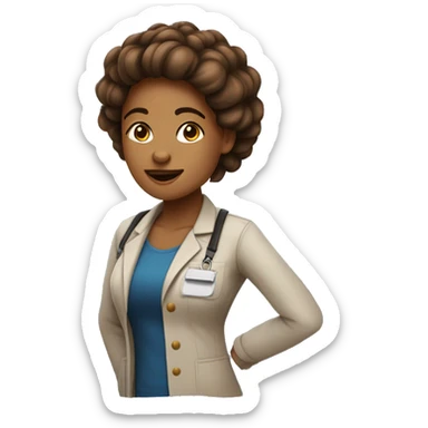 ntutricionista mulher com cabelo marrom,jaleco e maça sticker