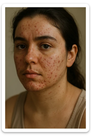 donna con acne e pelle impura per la pcos sticker