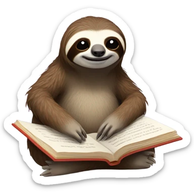 Sloth reading a book  sticker