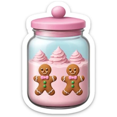 christmas gingerbreads pastel pink in jar with pink lid sticker
