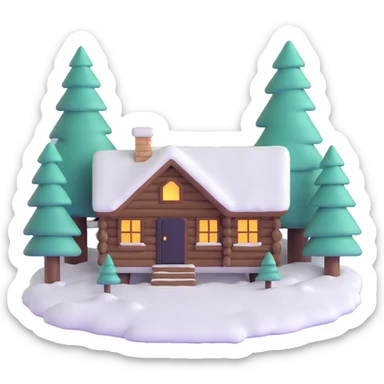 Bon Iver winter cabin in snowy forest sticker