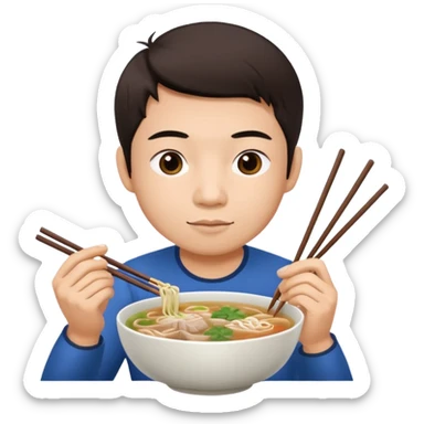 can you generate me a avatar of a male eating a bowl of pho? sticker