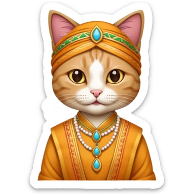 cat wearing indian clothes sticker