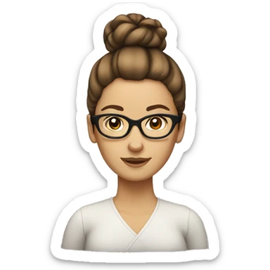 Brown hair white woman with glasses and bun sticker