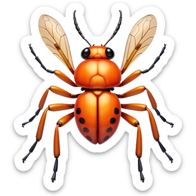 3D iPhone style emoji of a cute bug, colorful and detailed, six legs, shiny exoskeleton, isolated on white background, soft shadows, high detail, playful and cute. sticker