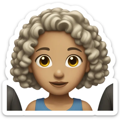Light skin curly hair girl standing sticker