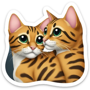 Two bengal cats cuddling sticker