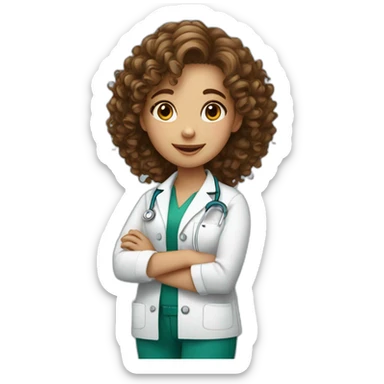 Veterinary Technician Girl With Curly Brown Hair sticker