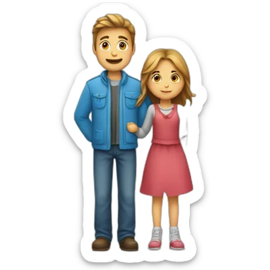 Un garcon et une fille avec un coeur au milieu sticker