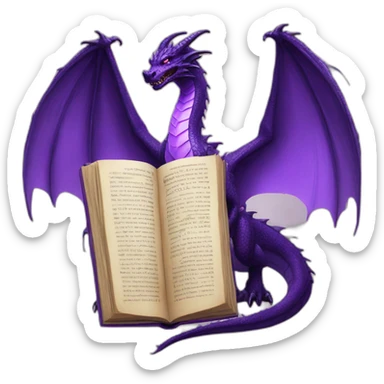 purple dragon holding the book of the dead sticker