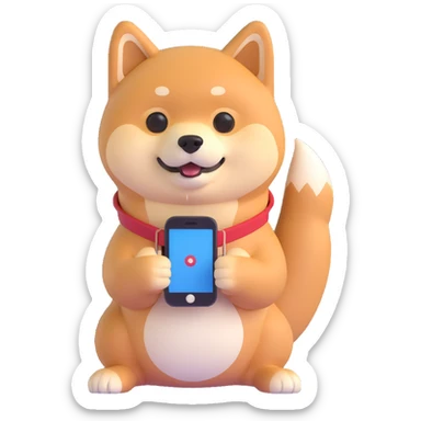 shiba inu holding a phone sticker
