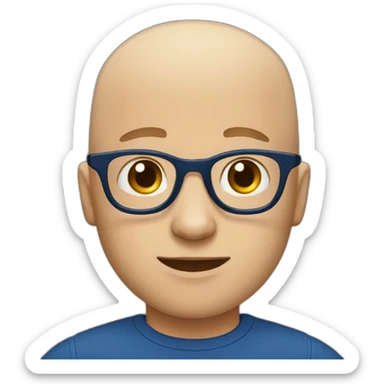 bald boy with glasses and dark blue shirt sticker